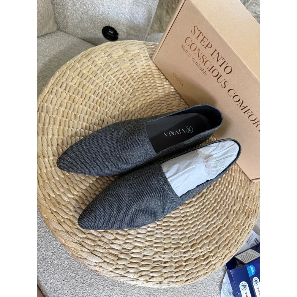 VIVAIA Charcoal Gray Pointed Toe Knit Loafers Comfort Flats EU/41‎ US/9.5